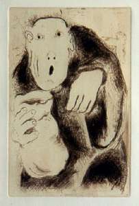 [Grossbild Chagall Original-Radierung in Rtel LAvarice - Der Geiz #R1r]