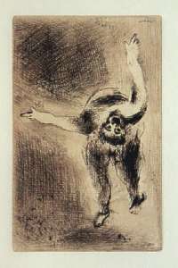 [Grossbild Chagall Original-Radierung in Rtel La Colre - Die Raserei #R3r]