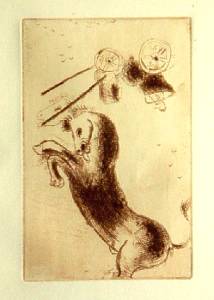 [Grossbild Chagall Original-Radierung La Colre - Die Raserei #R4r]