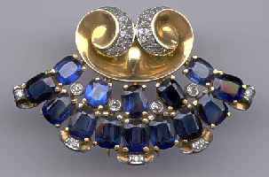 [Grossbild Platin Saphir Diamant Brosche #11]