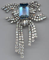 [Grossbild Platin Aquamarin Brillant Brosche #16]