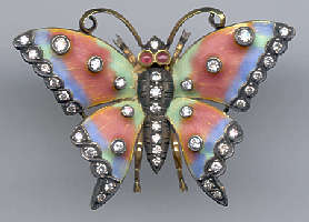 [Grossbild Schmetterling Gold Brillant Brosche #18]