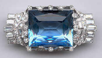 [Grossbild Platin Aquamarin Diamant Brosche #8]